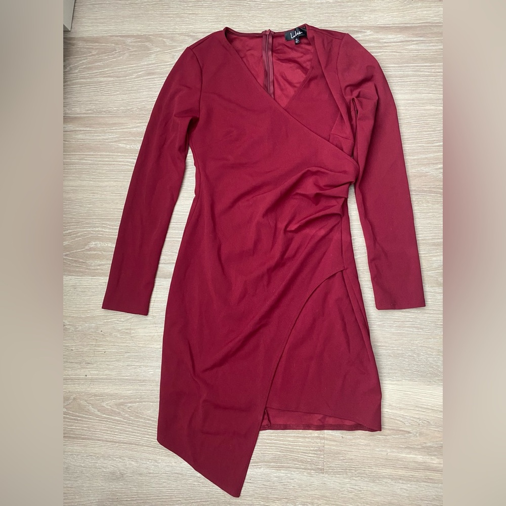 Lulus Elegant Burgundy Wrap Dress